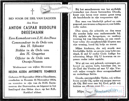 Bidpr. A.C.R Dreesmann.1854-1934